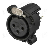 NC3FAV-0 - Роз'єм XLR, панельний, гніздо, 3 контакти, A-посадка, на вертикальну плату