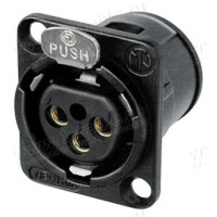 NC3FD-V-BAG - Разъем XLR, панельный, гнездо, 3 контакта, D-посадка, на вертикальную плату