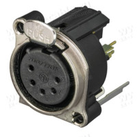 NC5FBV-SW - Роз'єм XLR, панельний, гніздо, 5 контактів, B-посадка, на вертикальну плату