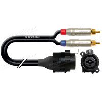 1T-AIC76-10 Аудіокабель перехідний (панельний монтаж), Jack 6,3 stereo гніздо панельний > 2x RCA штекер