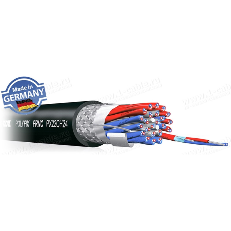 PX22CH02 - Мультикор монтажный (0.22 мм2) AWG24, двойной общий экран, компактный, негорючий