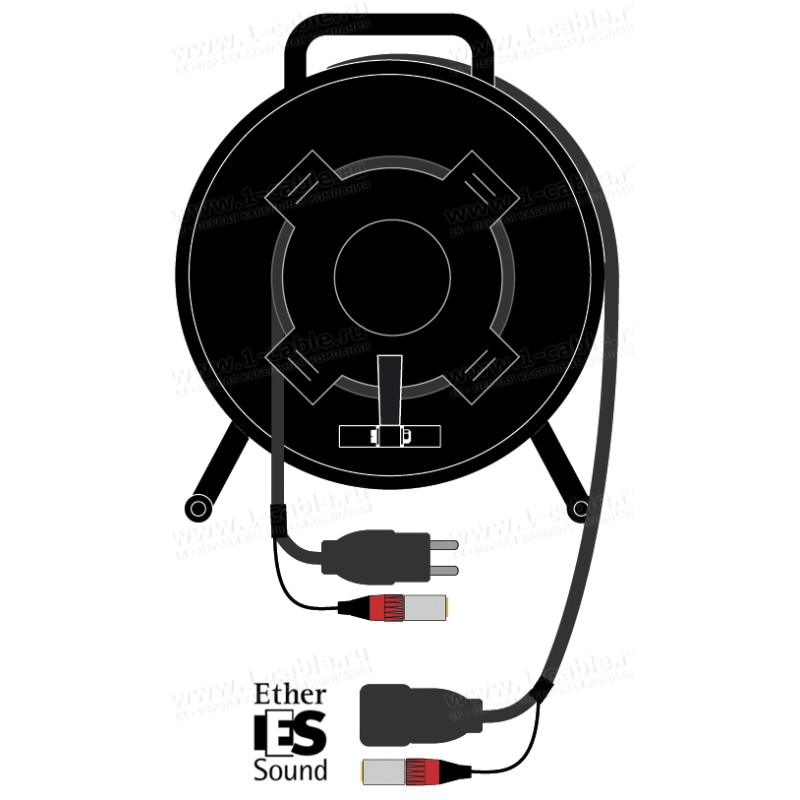 1T-E1P1/0X-100 - InterCON кабельная система на катушке, 1x Ethernet 5E RJ-45 штекер, SCHUKO