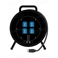 1T-PCRNF4/1-100 - СИЛОВИЙ кабельний подовжувач на котушці, 4 гніздо SCHUKO > штекер SCHUKO