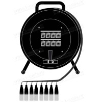 1T-PW8/0RX-150 - 8-кан.(8-IN) студийная АУДИО мультикорная система на катушке (8x XLR3 гнездо)