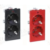 S1-6 - Подвійна розетка 2к+з Schuko із заземленням та захисними шторками для системи підлогового комутаційного люка