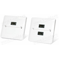 WPE-HDMI-01 - Настінна розетка HDMI для прихованої проводки, HDMI гніздо > HDMI гніздо