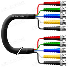 1T-IVGA5-001 Кабель видео компонентный RGBHV, Install, 75 Ом, 5x BNC штекер > 5х BNC штекер, диаметр- 15 мм