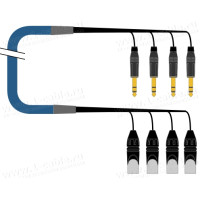 1T-PS4JXIN-01 4-кан. туровий інсертний аудіокабель, коса (4x XLR3 штекер) > коса (4х Jack 6.3 мм стерео штекер)
