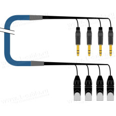 1T-PS4JXIN-01 4-кан. туровый инсертный аудиокабель, коса (4x XLR3 штекер) > коса (4х Jack 6.3 мм стерео штекер)
