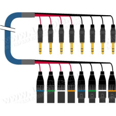 1T-PS8XIN-01 8-кан. туровый X-образный инсертный аудиокабель, коса (4x XLR3 штекер, 4x XLR3 гнездо)