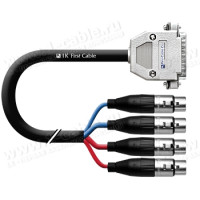 1T-PW0/4D-01 4-кан.(4-IN) студийный аудиомультикорный кабель, D-SUB 25-пин штекер > 4x XLR3 (Amphenol)
