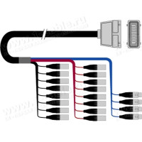 1T-PW16/4HX-02 20-кан.(16-IN/4-OUT) студійний балансний аудіомультикорний кабель, Harting 64-пін гніздо