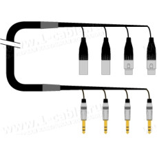 1T-PW2/2JX-01 4-кан.(2-IN/2-OUT) студийный аудиокабель, коса (2x XLR3 штекер, 2x XLR3 гнездо)