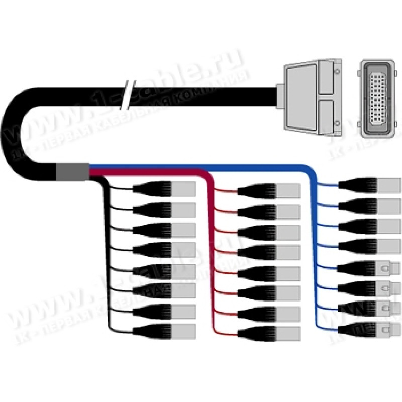 1T-PW20/4HX-02 24-кан.(20-IN/4-OUT) студійний балансний аудіомультикорний кабель, Harting 72-пін гніздо