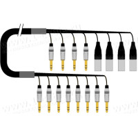 1T-PW4/4JJX-01 8-кан.(4-IN/4-OUT) студійний аудіокабель, коса (4x Jack 6.3 мм стерео штекер, 4x XLR3 штекер)