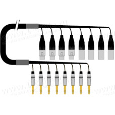 1T-PW4/4JX-01 8-кан.(4-IN/4-OUT) студийный аудиокабель, коса (4x XLR3 штекер, 4x XLR3 гнездо)