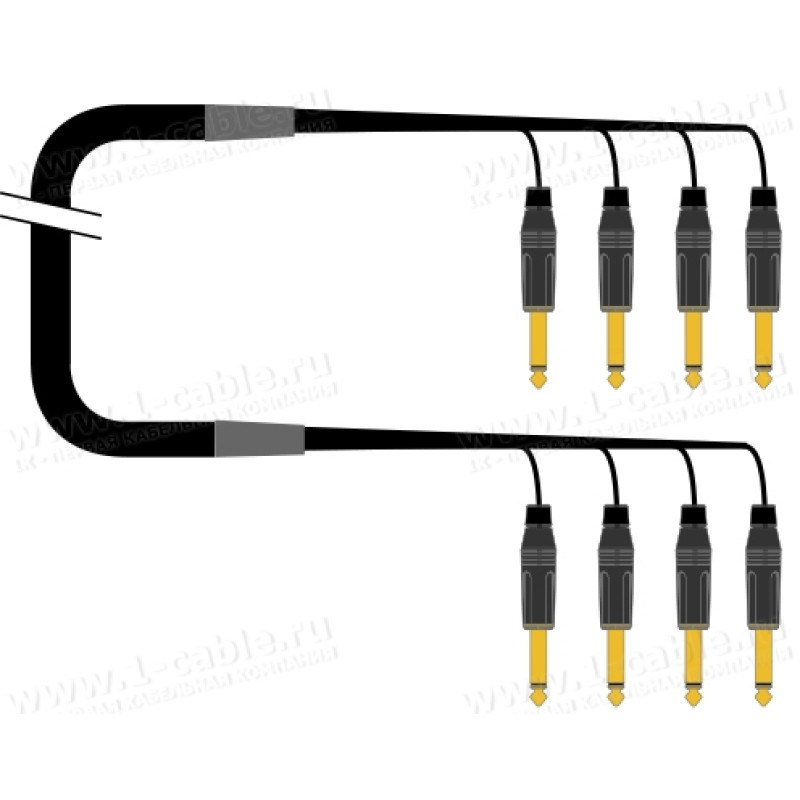 1T-PW4JJU-01 4-кан. паралельный студийный аудиокабель, коса (4x Jack 6.3 mono штекер)