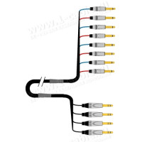 1T-PW4YIN-01 4-кан. студійний Y-подібний інсертний аудіокабель, коса (4х Jack 6.3мм стерео штекер)