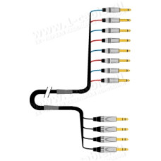 1T-PW4YIN-01 4-кан. студийный Y-образный инсертный аудиокабель, коса (4х Jack 6.3мм стерео штекер)