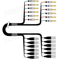 1T-PW6XIN-01 6-кан. студийный  X-образный инсертный аудиокабель, коса (6х XLR3 штекер, 6х XLR3 гнездо)