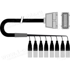 1T-PW8/0HX-02 8-кан.(8-IN) студийный балансный аудиомультикорный кабель, Harting 24-пин гнездо