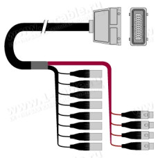 1T-PW8/4HX-02 12-кан.(8-IN/4-OUT) студийный балансный аудиомультикорный кабель, Harting 42-пин гнездо