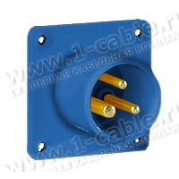 06246 - Вбудований приладовий штекер CEE-типу, пряме введення, IP44, квадр.фланець з 4 отворами