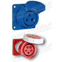 03136 - Встраиваемое приборное гнездо CEE-типа, прямой ввод, квадр.фланец с 4 отверстиями