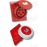 04136 - Вбудовуване гніздо CEE-типу, похилий введення, фланець з 4 отворами