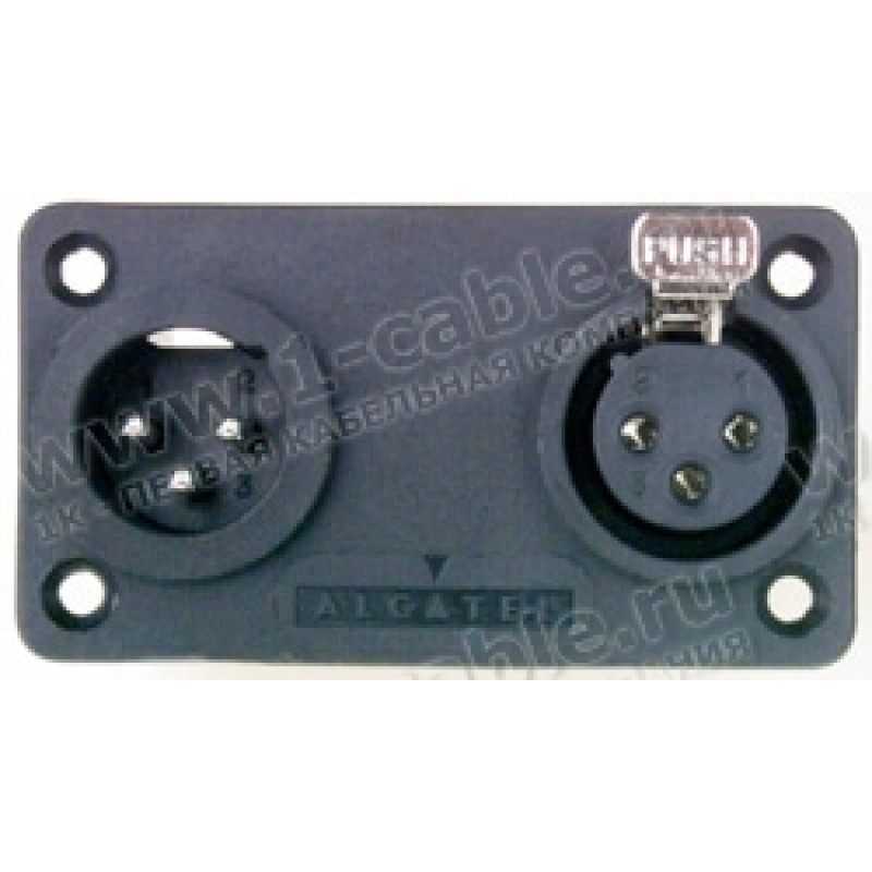 AC3M3FPPH - Спарений XLR 3 гніздо, XLR 3 штекер на панель у плату, горизонтальне встановлення