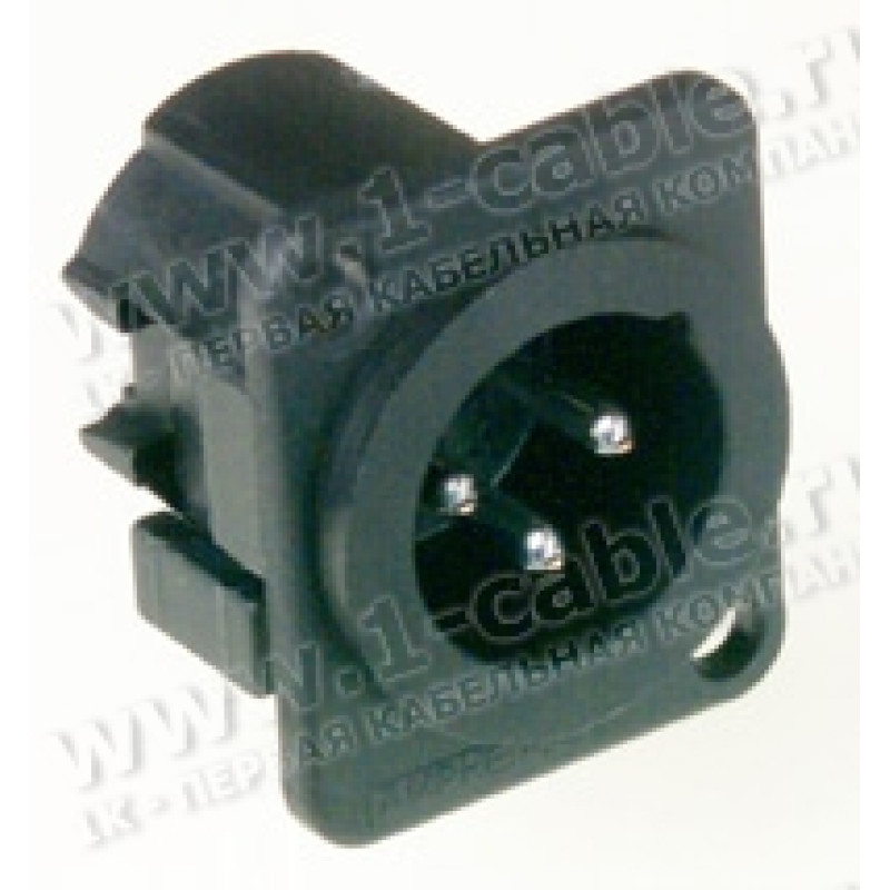 AC3MDPHL - XLR 3 штекер на панель у плату, горизонтальний, фланець D-типу, термопластик, без замка