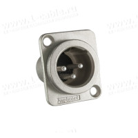 AC3MMDZB-AU - XLR 3 штекер на панель, фланець D-типу, контакти- покриття золото, колір-чорний