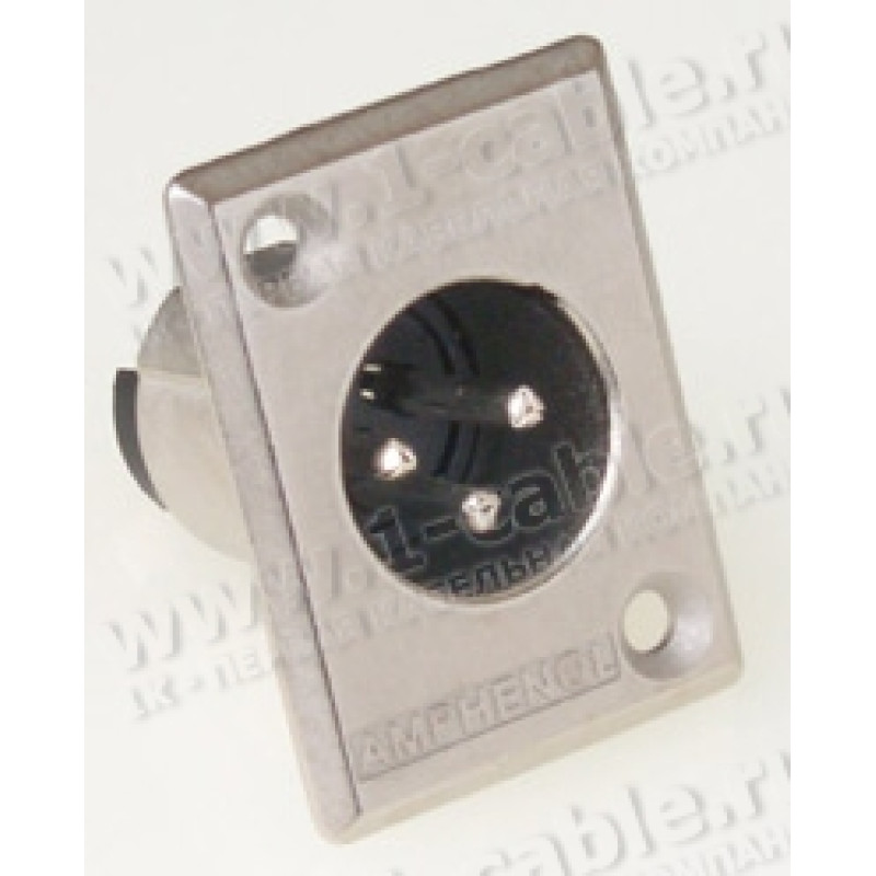 AC3MPB - XLR 3 штекер на панель P-типу, штамповані контакти, базова модель, колір - чорний