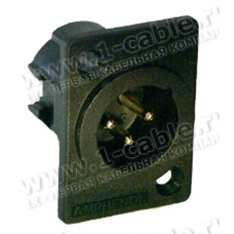 AC3MPPH BULK - XLR 3 штекер на панель в плату, тип-P, горизонтальная установка, корпус из термопластика