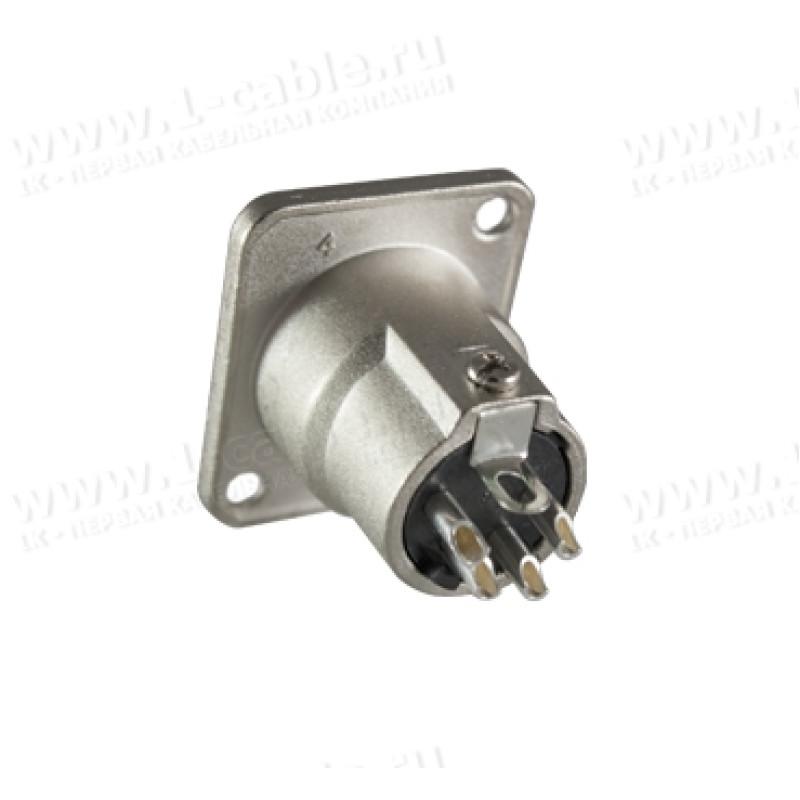 AC4MDZ - XLR 4 штекер на панель, фланець D-типу, базова модель, колір-нікель, корпус-метал