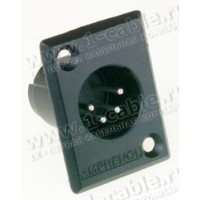 AC4MP-AU - XLR 4 штекер на панель, тип-P, контакти - покриття золото, колір - нікель