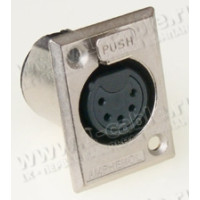 AC5FPZ-AU - XLR 5 гнездо на панель, тип-P, контакты- покрытие золото, цвет- никель