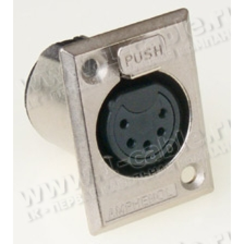 AC5FPZ-AU - XLR 5 гніздо на панель, тип-P, контакти - покриття золото, колір - нікель