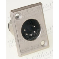 AC5MP-AU - XLR 5 штекер на панель, тип-P, контакты- покрытие золото, цвет- никель