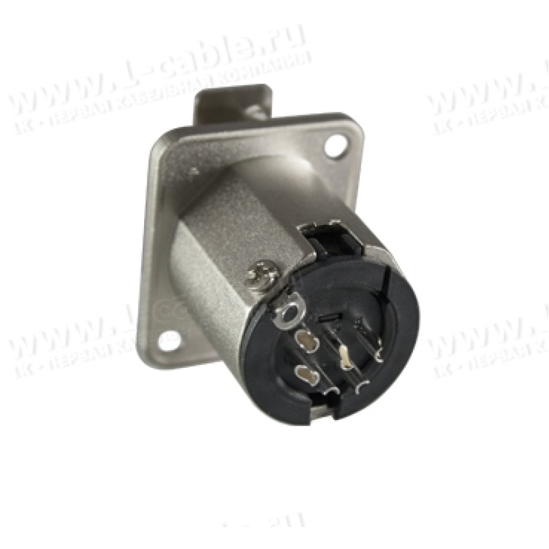 AC6AFDZ-AU - XLR 6 гніздо на панель, фланець D-типу, контакти - покриття золото, колір-нікель