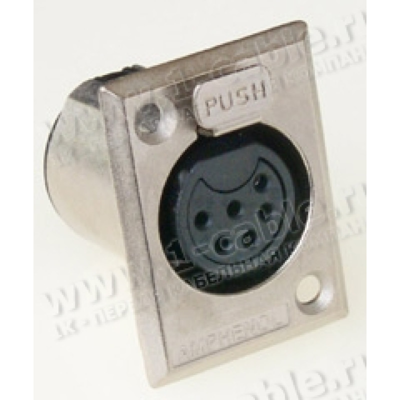 AC6AFPZ-AU - XLR 6 гніздо на панель, тип-P, контакти - покриття золото, колір - нікель