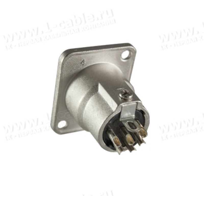 AC6AMDZ-AU - XLR 6 штекер на панель, фланец D-типа, контакты- покрытие золото, цвет- никель