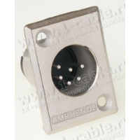 AC6AMP-AU - XLR 6 штекер на панель, тип-P, контакты- покрытие золото, цвет- никель