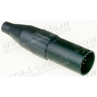 AC7MBJ - XLR 7 штекер, литі золоч. контакти, чорнений, затиск-крокодил, збільшений хвостовик