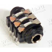 ACJS-MC - Jack Phono 6.3мм гнездо на панель в плату, пайка, с доп. контактом, горизонтальная установка