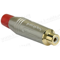 ACJR-SRD - Разъем RCA кабельный, гнездо, пайка, на кабель диам. до 6.0 мм, красный хвостовик