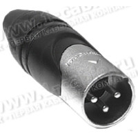 AX3M-AU - XLR 3 штекер, серія AX, литі контакти 2.5 мм (AWG14), нікель, цанговий затиск