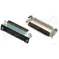 DBP-37MA - Роз'єм D-SUB, штекер, кутова посадка (90 гр) на друковану плату, пайка, 37-контактний