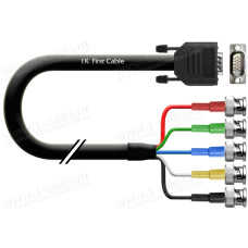 1T-VGA2-01 Кабель видео компонентный RGBHV, Basic K, 75 Ом, D-Sub 15-пин штекер > 5х BNC штекер
