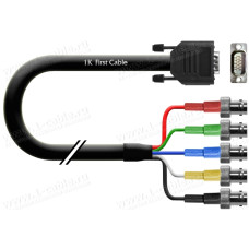 1T-VGA23-00.2 Кабель видео компонентный RGBHV, Basic K, 75 Ом, D-Sub 15-пин штекер > 5х BNC гнездо